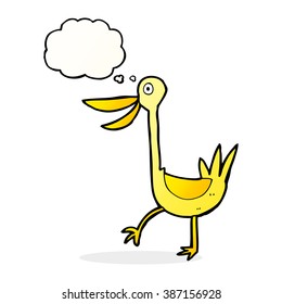funny cartoon duck with thought bubble