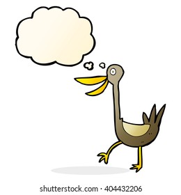 engraçado desenho animado pato com bolha de pensamento