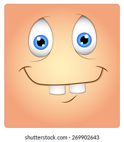 Funny Cartoon Dumb Face Box Smiley