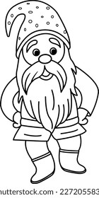Funny Cartoon Dwarf with a Gray Beard for Coloring. 