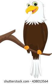 Funny Cartoon Eagle On A Tree Branch