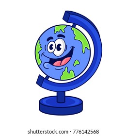 funny cartoon earth globe, vector illustration