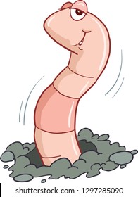 Funny cartoon earthworm - Vector