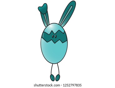 Funny cartoon easter bunny egg 