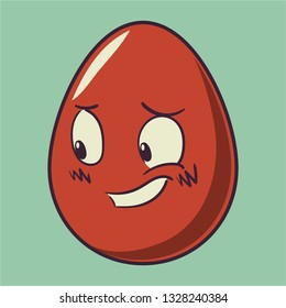 Funny cartoon Easter egg emoji icon. Cute emoticons Vector illustration. Isolated