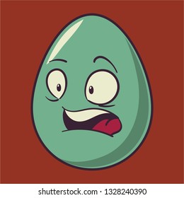 Funny cartoon Easter egg emoji icon. Cute emoticons Vector illustration. Isolated