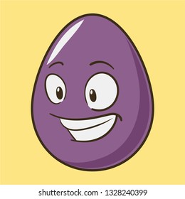 Funny cartoon Easter egg emoji icon. Cute emoticons Vector illustration. Isolated