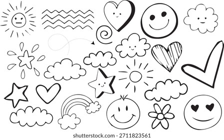 Lustige Cartoon Ostereier und Blumen Illustration Set