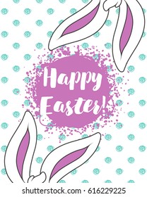 Funny cartoon easter rabbit ears. Vector illustration in flat style for greetings card
