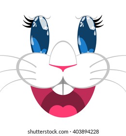 Funny cartoon easter rabbit. Vector illustration in flat style for greetings card