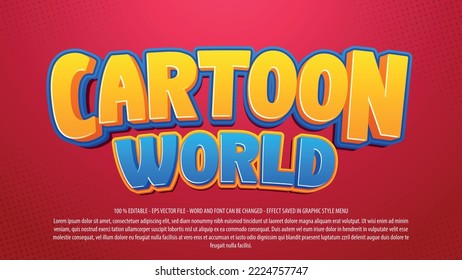 Funny cartoon editable text effect template with 3d style use for logo and business brand