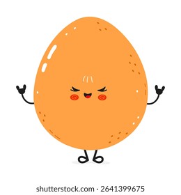 Funny cartoon egg character gesturing rock and roll symbol with hands and winking