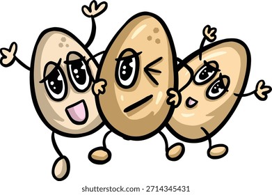 Divertido huevo de dibujos animados huevos personaje mascotas Vector
