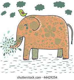 Funny cartoon elephant