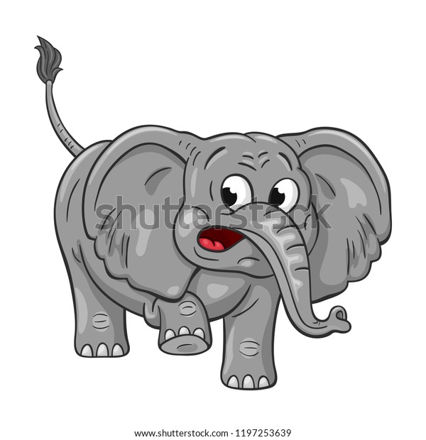 Funny Cartoon Elephant On White Background Stock Vector (Royalty Free ...