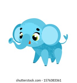 Funny cartoon elephant. Vector illustration in children's style, for children's books, t-shirt prints, greeting cards, posters, stickers or decor