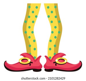 Funny cartoon elf legs. Christmas traditional symbol