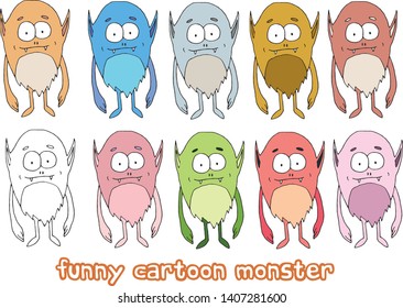 Funny cartoon elf monster doodle