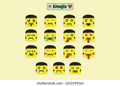 Funny cartoon emojis in vector
