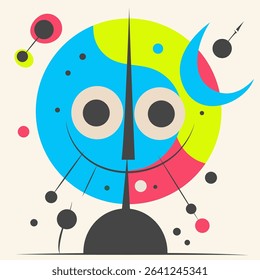 Funny Cartoon Emotion. Positive Graphic Design.Vector