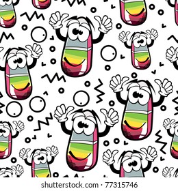 Funny cartoon eraser on white background - seamless pattern