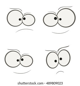 Funny cartoon eyes. Emoji emotions. Vector illustration.