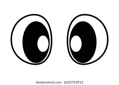 Funny cartoon eyes. Human eye, angry and happy facial eyes expressions. Comic facial character caricature, human eye emotions doodle. Isolated vector illustration icons set. Crazy Eyes Eyeballs. 