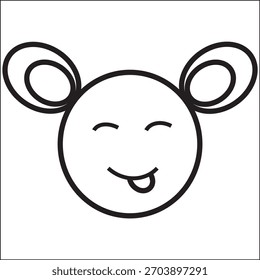 Funny cartoon face  in black stroke colour in vector