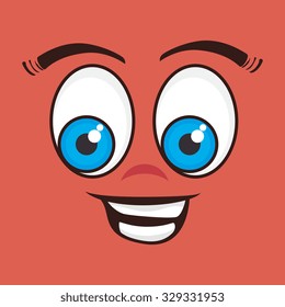 Funny cartoon face  graphic design, vector illustration.