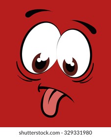 Funny cartoon face  graphic design, vector illustration.