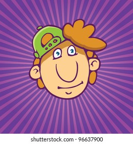 funny cartoon face with a hat on it