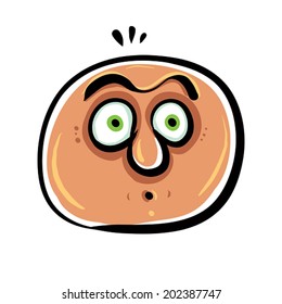 Funny cartoon face, vector illustration.