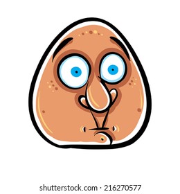 Funny cartoon face, vector illustration.