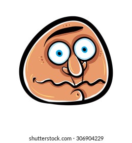 Funny cartoon face, vector illustration.
