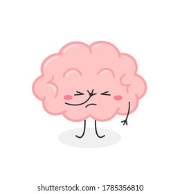 Funny cartoon facepalming brain emotion. Vector flat illustration isolated on white background