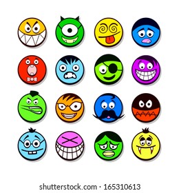 Funny cartoon faces.