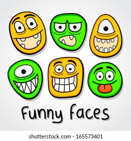 Funny cartoon faces.