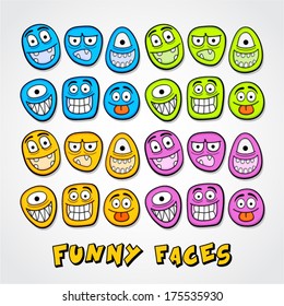 Funny cartoon faces. 