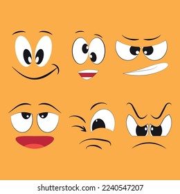funny cartoon faces from basic shapes 