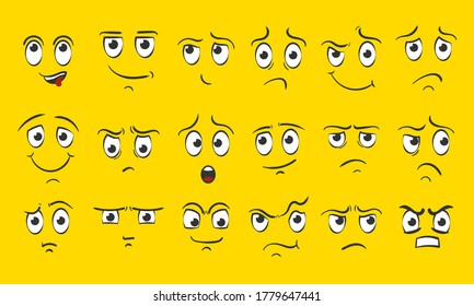 Funny Cartoon Faces Emotions Happy Surprised Stock Vector (Royalty Free ...