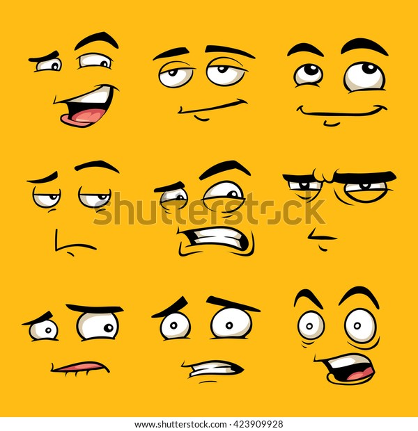 Funny Cartoon Faces Emotions Vector Clip Stock Vector (Royalty Free ...