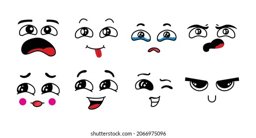 Funny cartoon faces expression collection