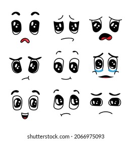 Funny cartoon faces happy and sad collection