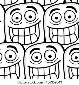Funny cartoon faces seamless pattern.