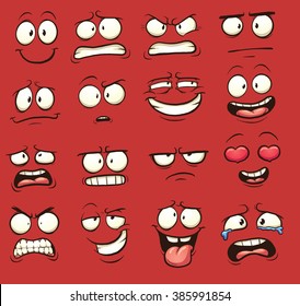 Funny cartoon faces. Vector clip art illustration with simple gradients. Each on a separate layer.