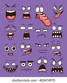 Funny cartoon faces. Vector clip art illustration with simple gradients. each on a separate layer. 
