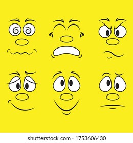 Funny cartoon faces. vector illustration