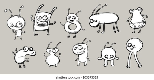 Funny cartoon fantastic creatures