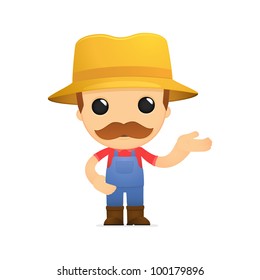 funny cartoon farmer in various poses for use in advertising, presentations, brochures, blogs, documents and forms, etc.