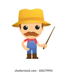 funny cartoon farmer in various poses for use in advertising, presentations, brochures, blogs, documents and forms, etc.